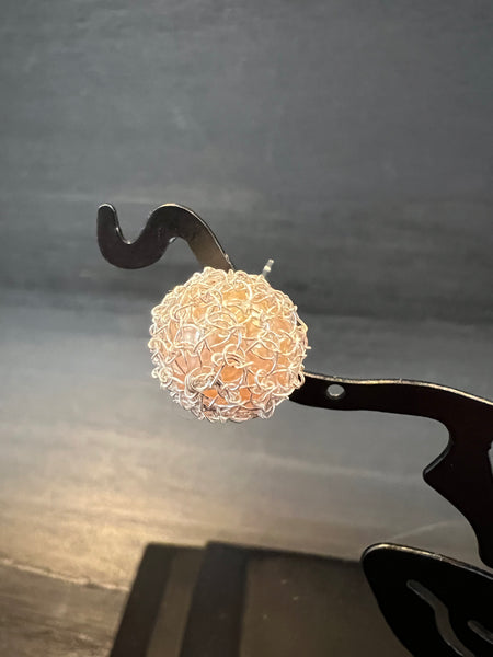 Sterling Silver Wire Crocheted Freshwater Pearl Earrings