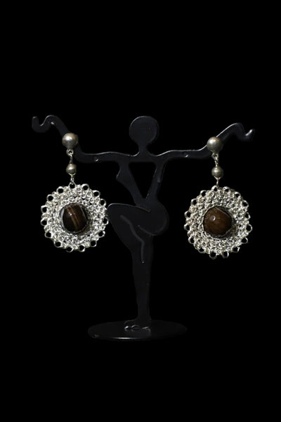 Wire Crochet Sterling Silver Faceted Quartz Earrings