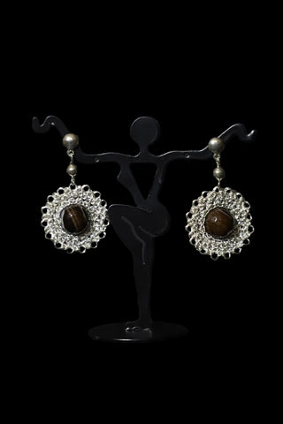 Wire Crochet Sterling Silver Faceted Quartz Earrings