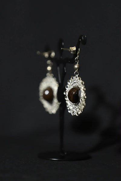 Wire Crochet Sterling Silver Faceted Quartz Earrings