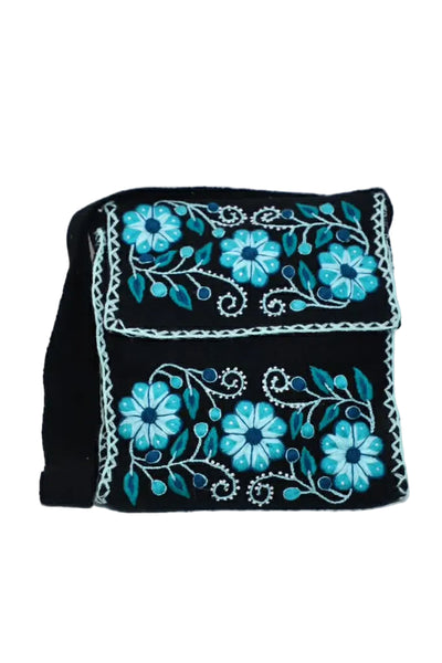 Hand-Embroidered Wool Shoulder Bag