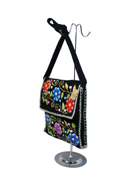 Hand-Embroidered Wool Shoulder Bag