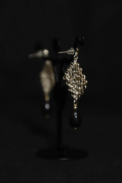 Wire Crochet Black Onyx Earrings