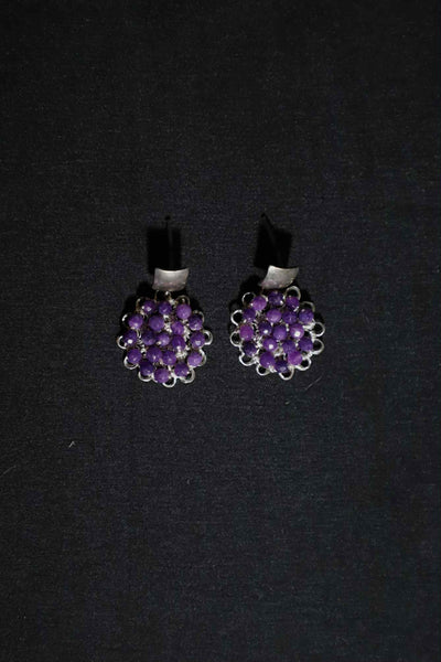 Wire Crochet Sterling Silver Amethyst Earrings