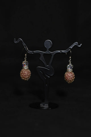 Wire Crochet Sterling Silver Rose Quartz Earrings