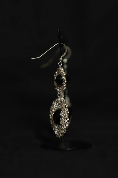 Wire Crochet Sterling Silver Onyx Earrings