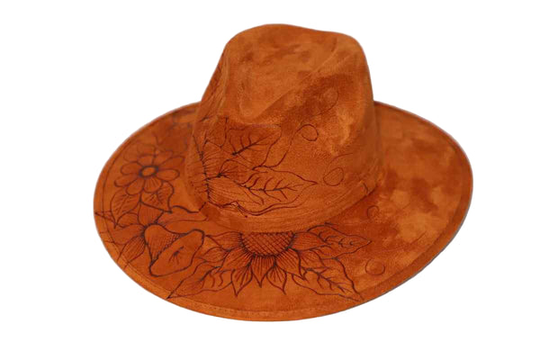 Hand-Burned Suede Hat