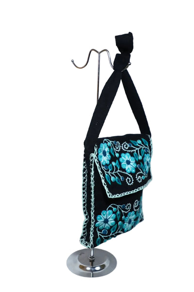 Hand-Embroidered Wool Shoulder Bag