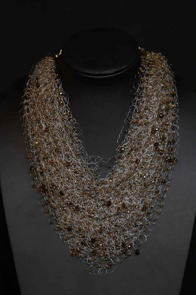 Multi Strand Beaded Airy Crochet Necklace