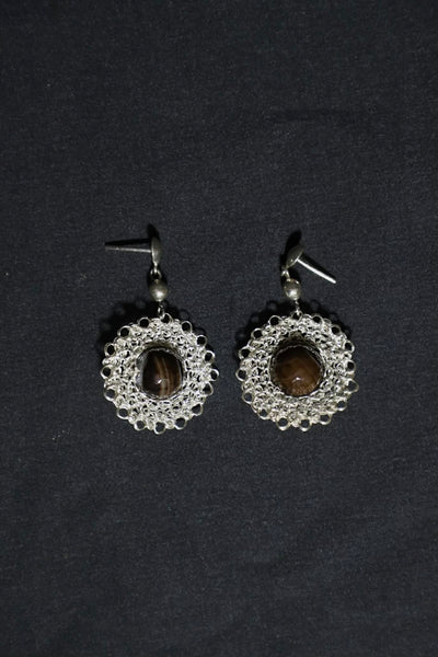 Wire Crochet Sterling Silver Faceted Quartz Earrings