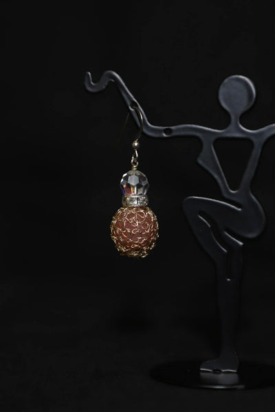 Wire Crochet Sterling Silver Rose Quartz Earrings