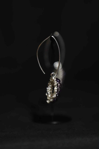 Wire Crochet Silver Silver Amethyst Earrings