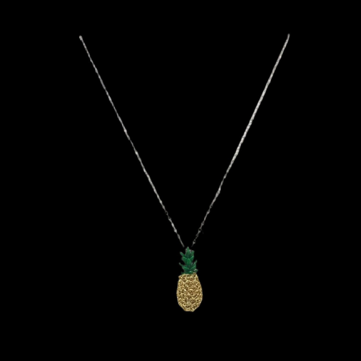 Sterling Silver Wire Crocheted Pineapple Necklace
