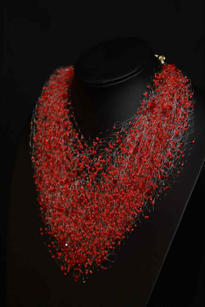 Multi Strand Beaded Airy Crochet Necklace