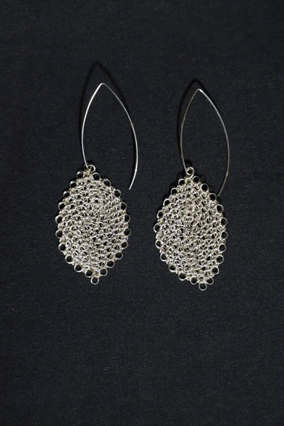 Sterling Silver Crochet Leaf Earrings