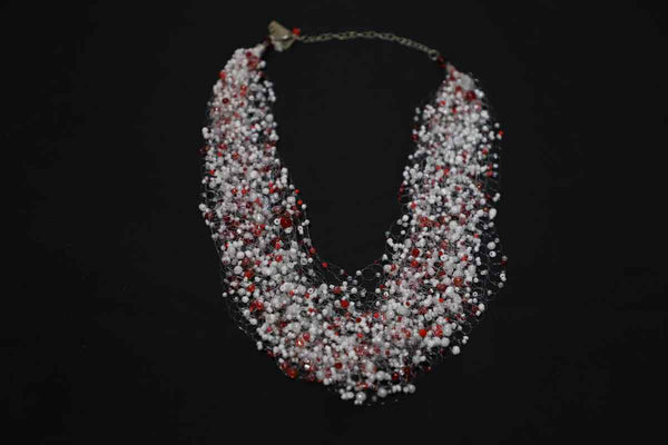 Multi Strand Beaded Airy Crochet Necklace