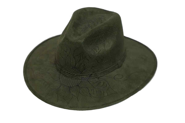 Hand-Burned Suede Hat