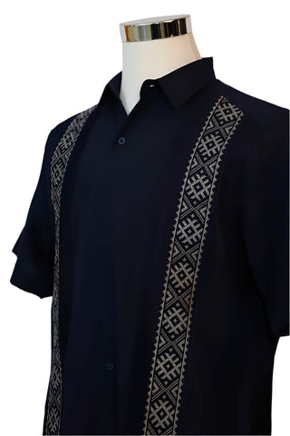 Navy Linen Guayabera