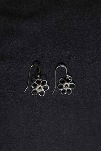 Wire Crochet Sterling Silver Flower Earrings