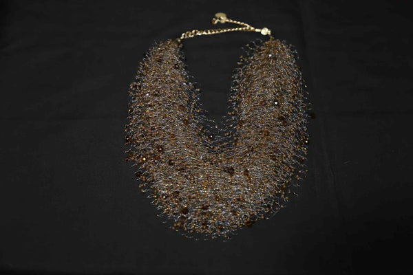Multi Strand Beaded Airy Crochet Necklace