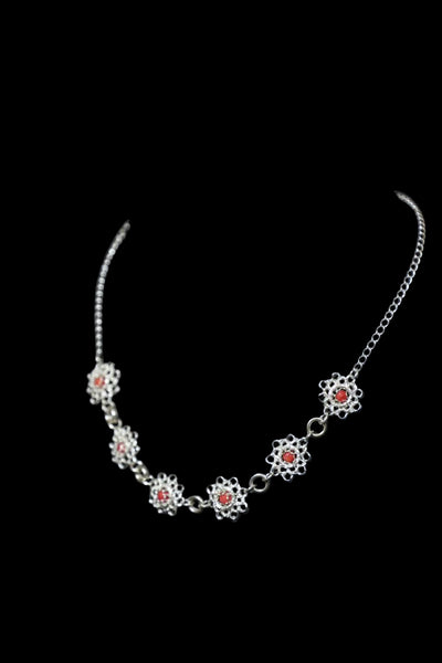 Wire Crochet Coral Necklace