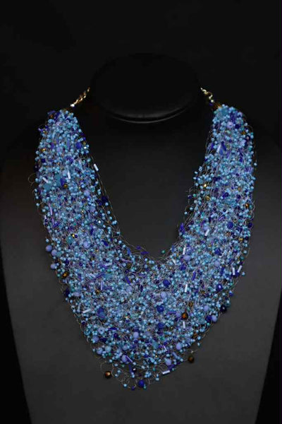 Multi Strand Beaded Airy Crochet Necklace