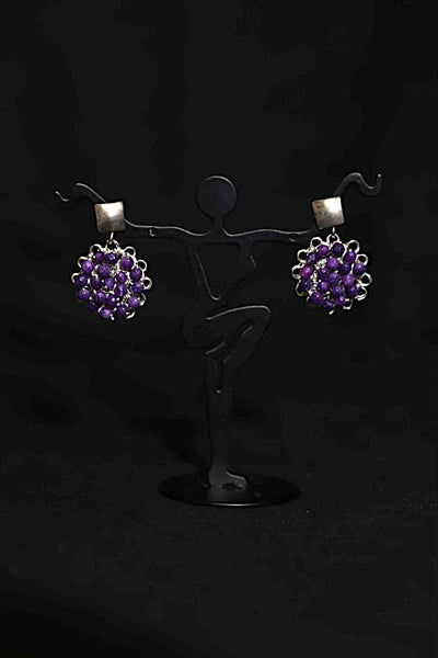 Wire Crochet Sterling Silver Amethyst Earrings