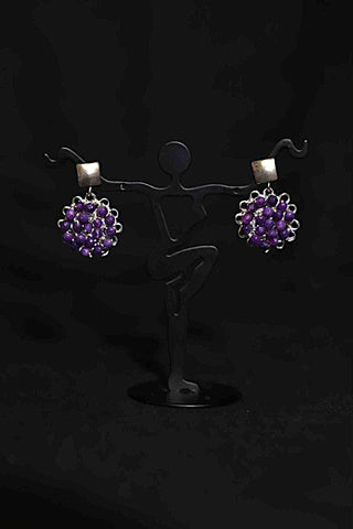 Wire Crochet Sterling Silver Amethyst Earrings