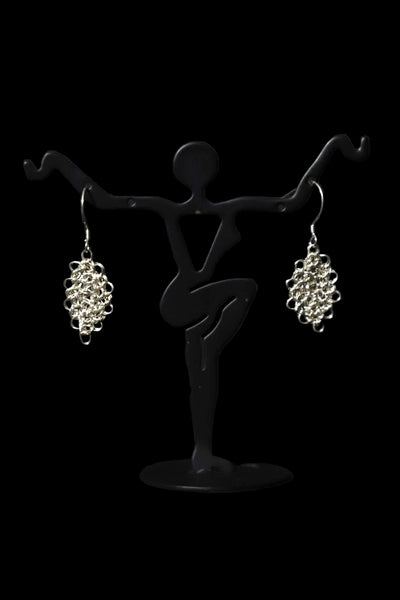 Wire Crochet Sterling Silver Leaf Earrings