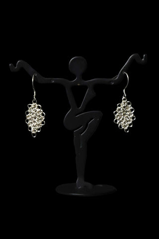 Wire Crochet Sterling Silver Leaf Earrings