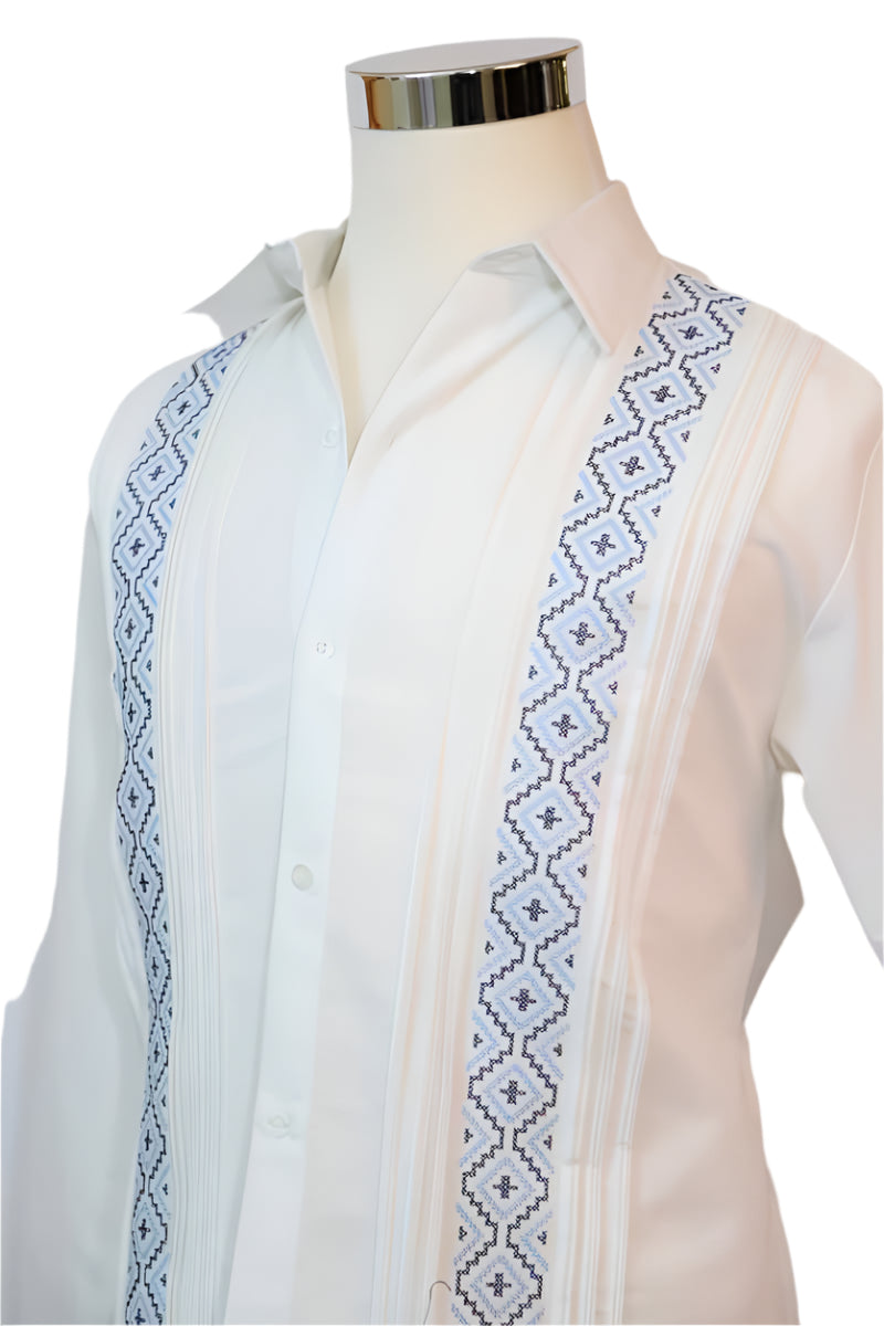 White Linen Long Sleeve Guayabera