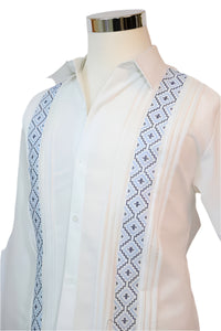 White Linen Long Sleeve Guayabera