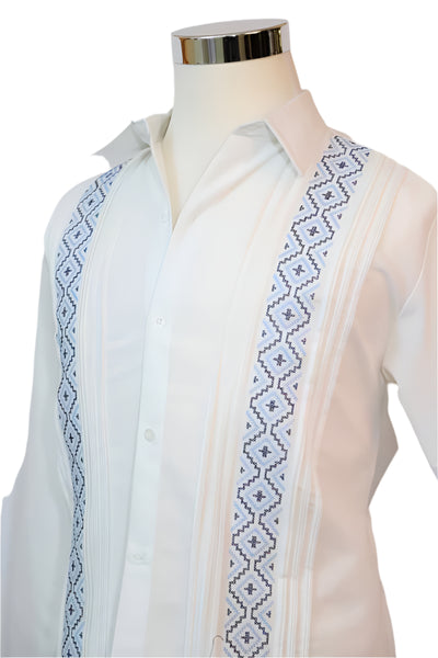 White Linen Long Sleeve Guayabera
