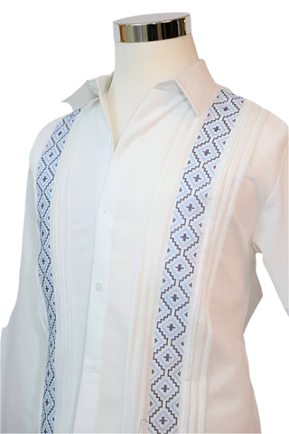 White Linen Long Sleeve Guayabera