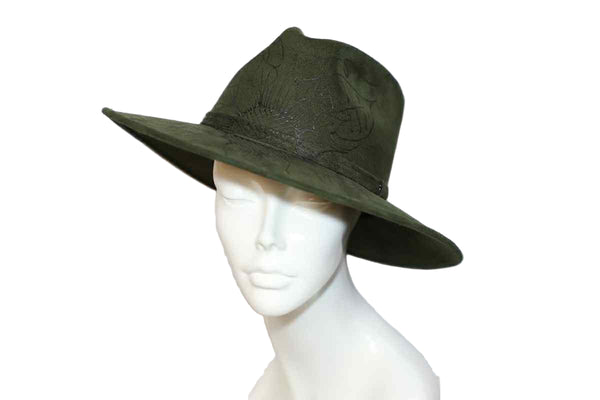 Hand-Burned Suede Hat