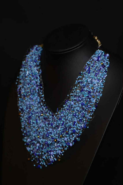 Multi Strand Beaded Airy Crochet Necklace