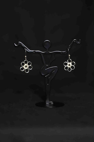 Wire Crochet Sterling Silver Flower Earrings