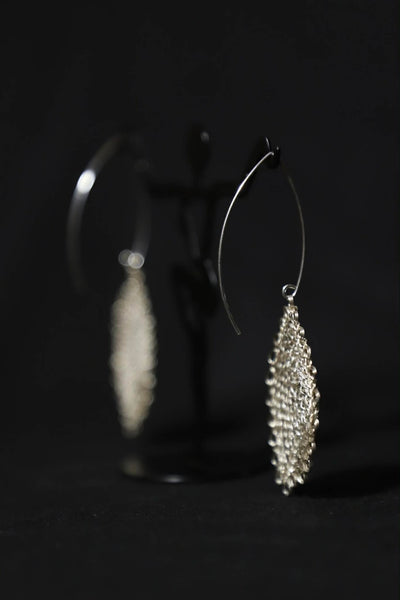 Sterling Silver Crochet Leaf Earrings