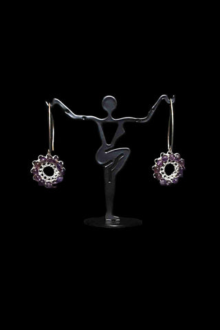Wire Crochet Silver Silver Amethyst Earrings