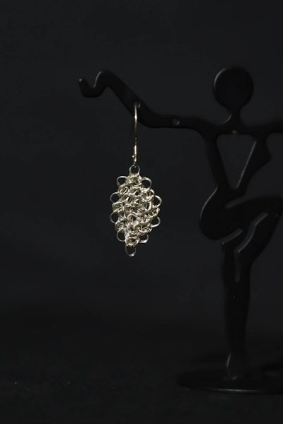 Wire Crochet Sterling Silver Leaf Earrings