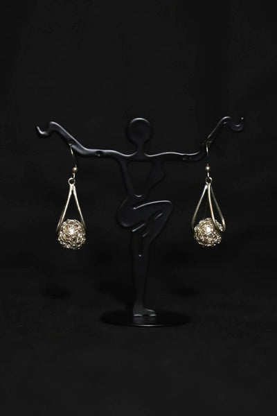 Wire Crochet Sterling Silver Bead Earrings