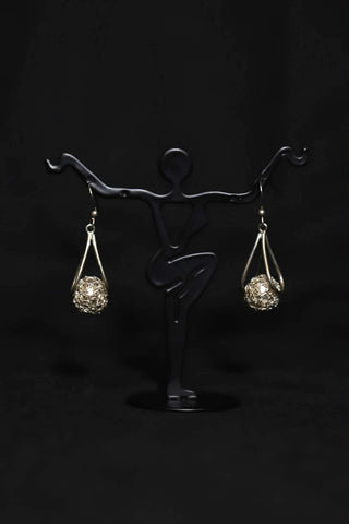 Wire Crochet Sterling Silver Bead Earrings