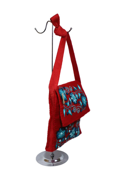 Hand-Embroidered Wool Shoulder Bag
