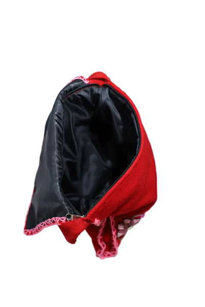 Hand-Embroidered Wool Shoulder Bag