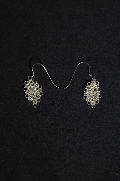 Wire Crochet Sterling Silver Leaf Earrings