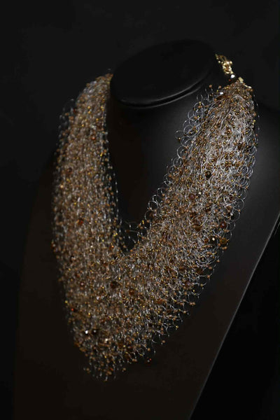 Multi Strand Beaded Airy Crochet Necklace