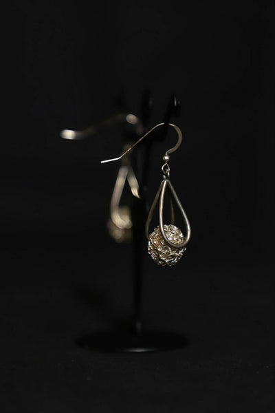 Wire Crochet Sterling Silver Bead Earrings