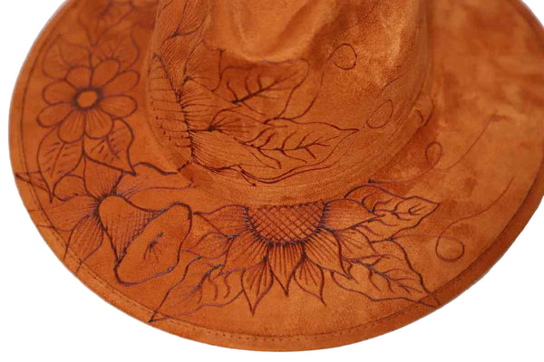 Hand-Burned Suede Hat