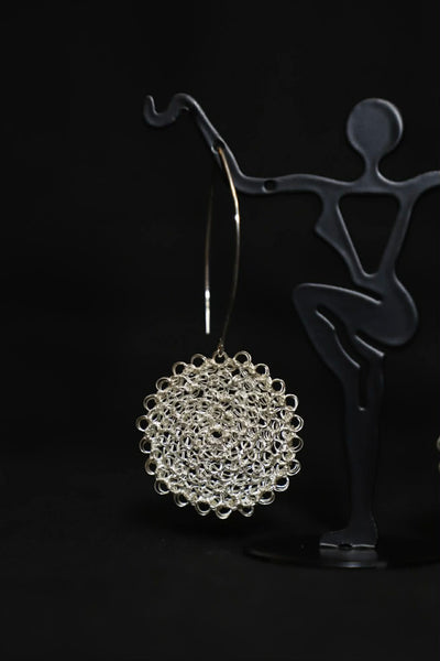 Wire Crochet Sterling Silver Earrings