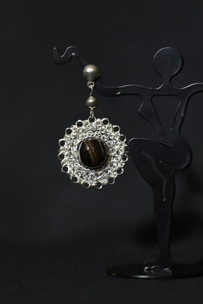 Wire Crochet Sterling Silver Faceted Quartz Earrings